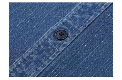 Men's Oversized Washed Indigo Cotton Shirt – Casual Cool With a Vintage Edge