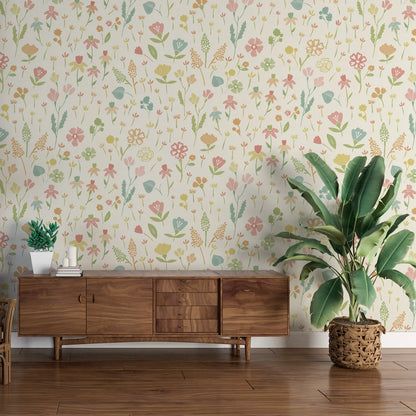 Pink Minimalist Floral Wallpaper