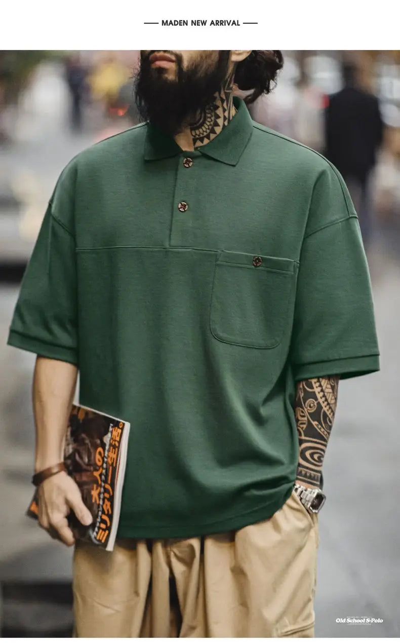 Men's Vintage Green Polo Shirt – Structured Style with Casual Ease