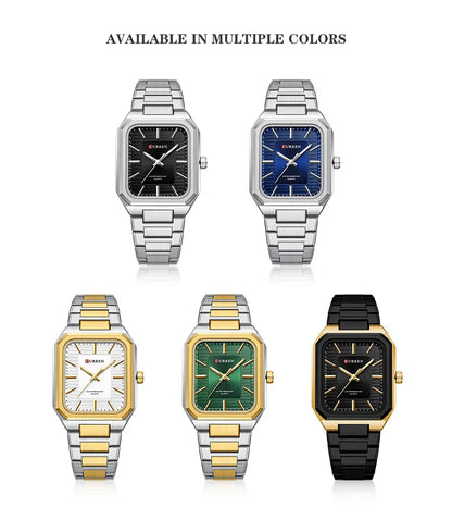 Edge Time: Rectangular Stainless Steel Business Watch for Men