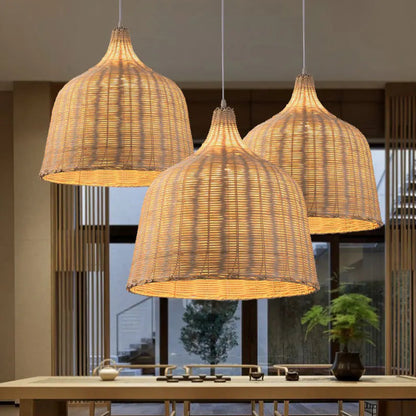 Glow Nest: Handwoven Rattan Pendant Lamp