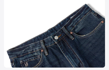 SIMWOOD 2025 Spring New loose Straight 13.5oz Fabric Washed Vintage Jeans Men Classical Plus Size Denim Trousers