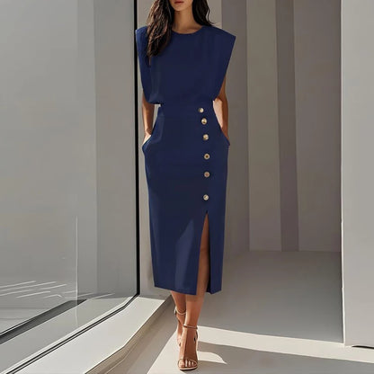 Women's Slim Fit Sleeveless Dress – Elegant Office-to-Event Look