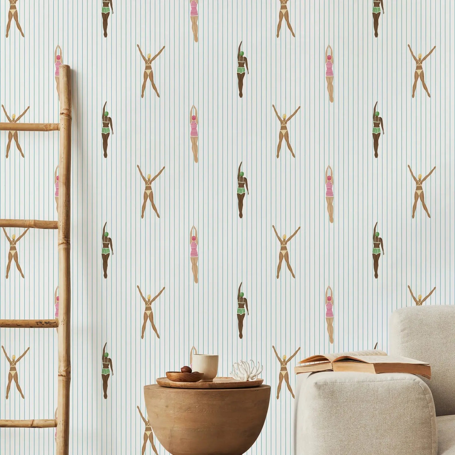 Peel and Stick Swimmers Wallpaper