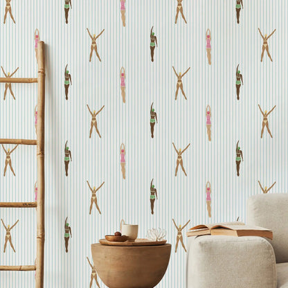 Peel and Stick Swimmers Wallpaper