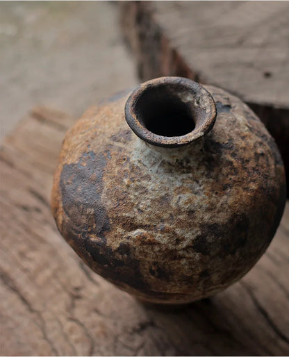 Jarrón de cerámica rugosa retro con diseño floral estilo wabi-sabi de Jingdezhen, con flores japonesas decorativas, adornos B&amp;B, macetas