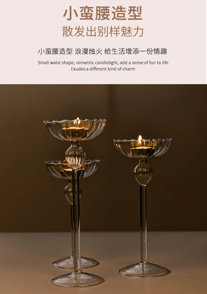 European high foot striped candlestick home decoration decoration wedding articles Romantic candlelight dinner candlestick props