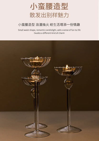 European high foot striped candlestick home decoration decoration wedding articles Romantic candlelight dinner candlestick props