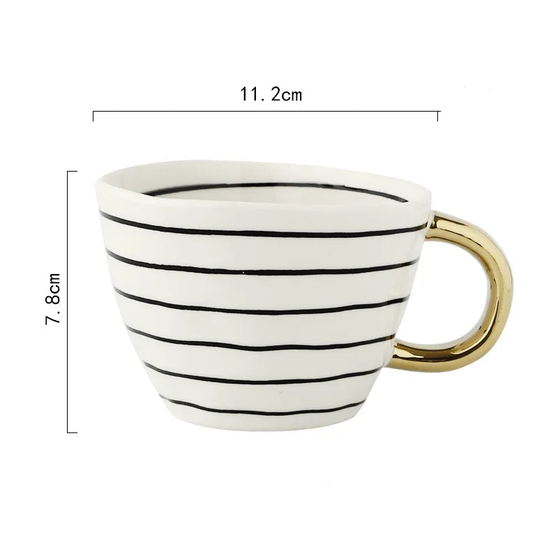 Golden Form: Geometric Hand-Painted Mug