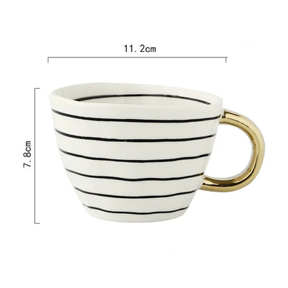 Golden Form: Geometric Hand-Painted Mug