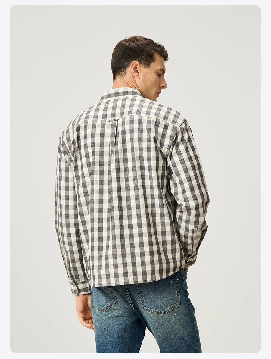 Men's Oversized Plaid Linen-Cotton Shirt – Lightweight Comfort With Classic Style
