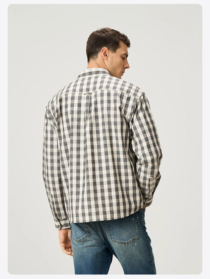 Men's Oversized Plaid Linen-Cotton Shirt – Lightweight Comfort With Classic Style