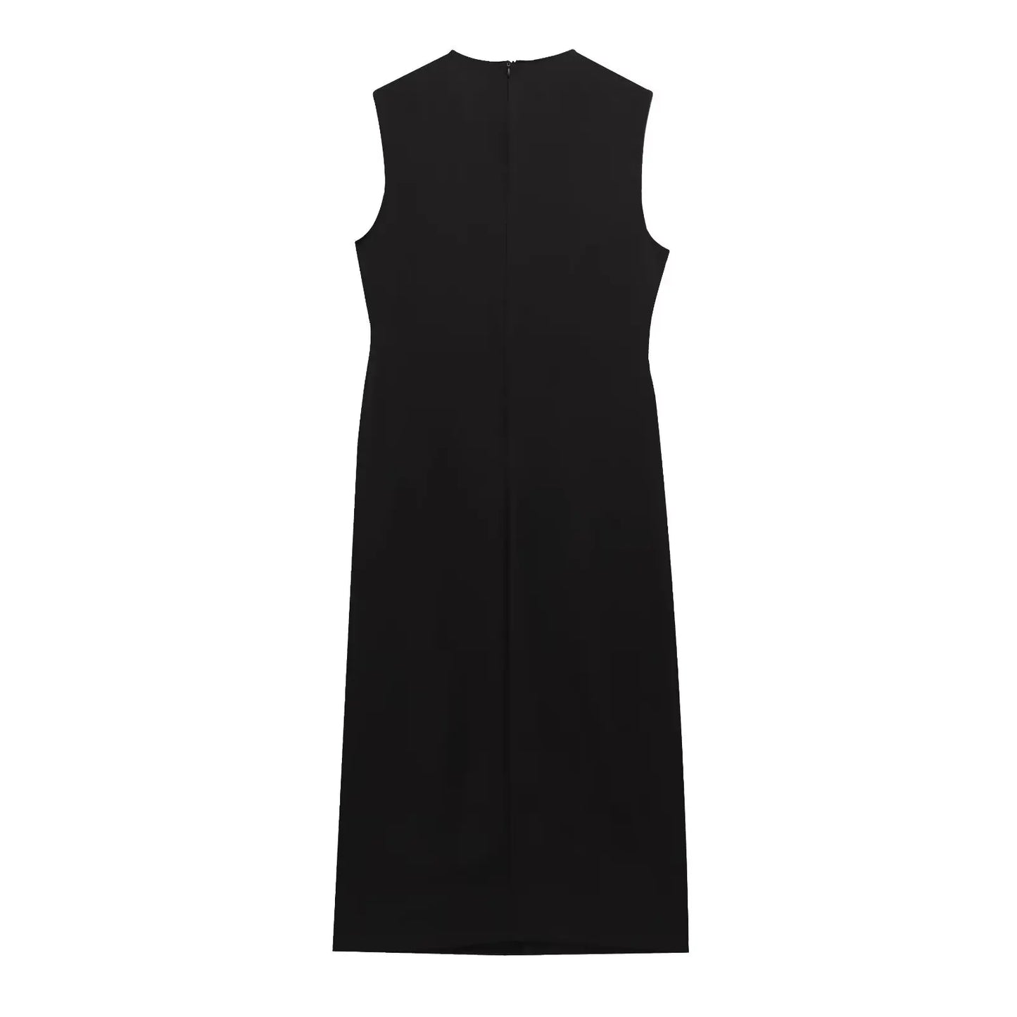 Women's Belted Black Sleeveless Dress – Office Chic Meets Summer Ease