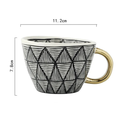 Golden Form: Geometric Hand-Painted Mug