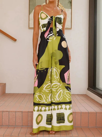 Women's Sleeveless Lace-Up Jumpsuit – Summer Chic with Sweetheart Neck