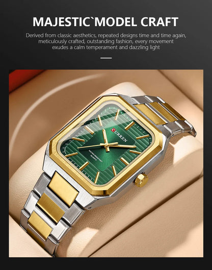 Edge Time: Rectangular Stainless Steel Business Watch for Men