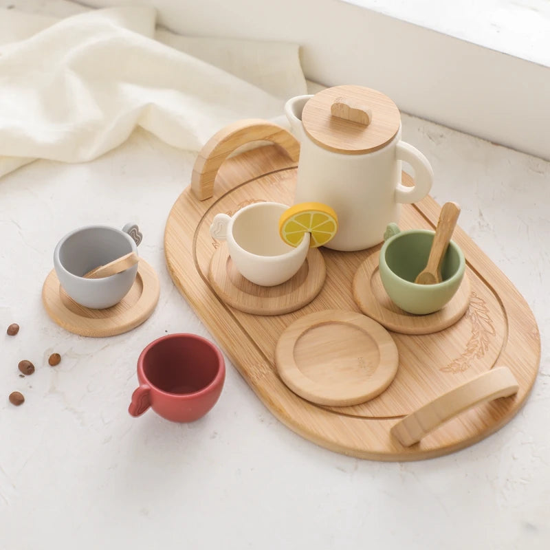 Little Tea Atelier: Montessori Wooden Tea Set with BPA-Free Silicone (Ages 3–6)