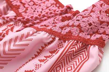 Women's Striped Hollow Detail Maxi Dress – Elegant A-Line Partywear