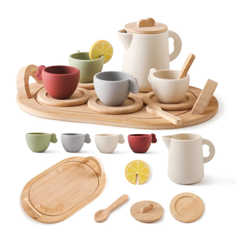 Little Tea Atelier: Montessori Wooden Tea Set with BPA-Free Silicone (Ages 3–6)