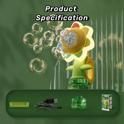 BloomGlow Bubbles: Automatic Sunflower Bubble Machine (Ages 3+)