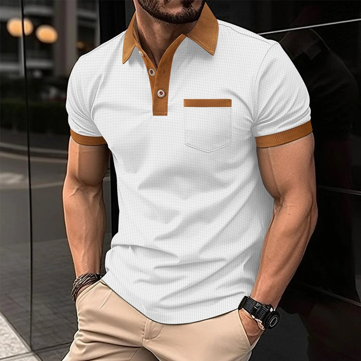 Men’s Waffle Polo Shirt – Texture Meets Simplicity