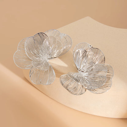 Golden Bloom: Elegant Multi-Layer Petal Stud Earrings