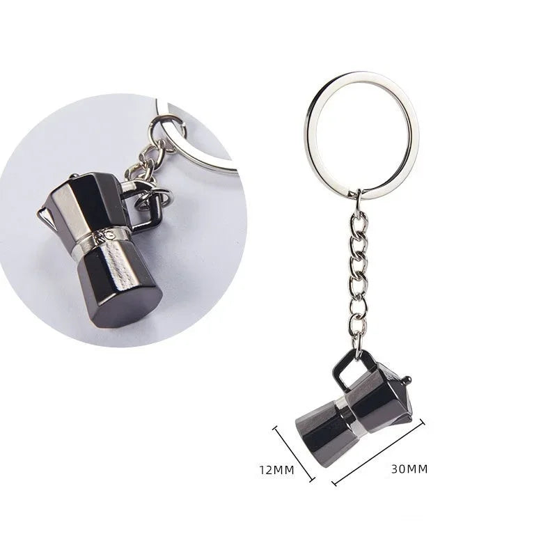 Coffee Supplies Keychain Mini Tamper Keychain Portable Fashionable Zinc Alloy Coffee Keychain Decoration Gift for Coffee Lovers