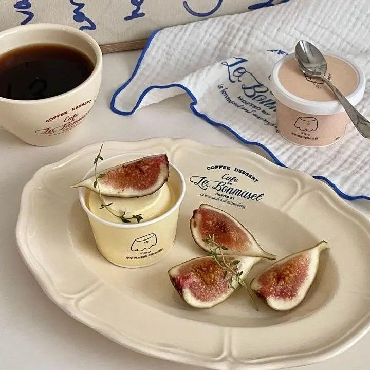 Vintage Cream Ceramic Coffee Cup & Plate Set