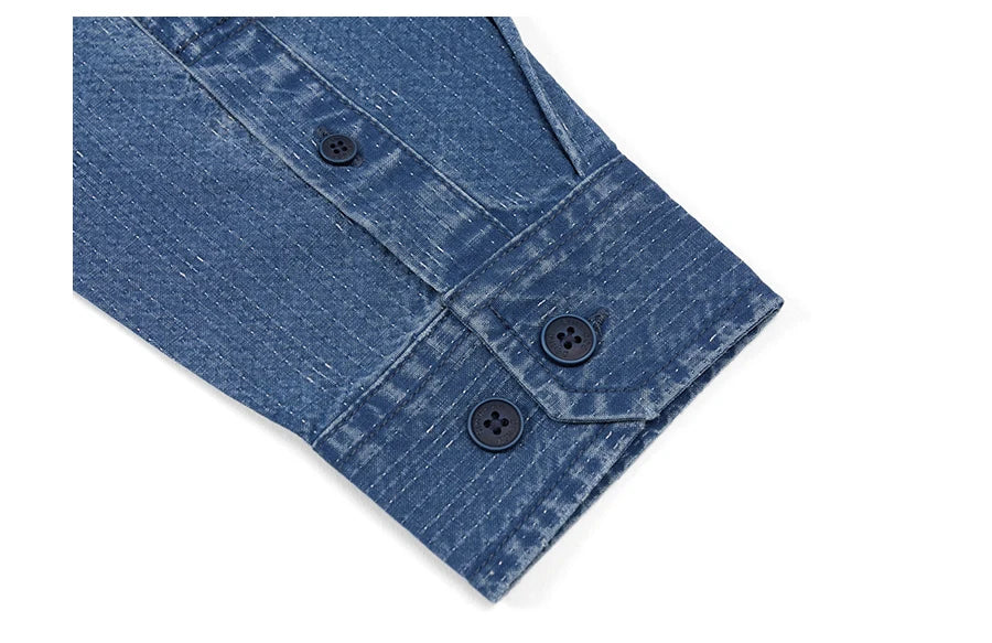 Men's Oversized Washed Indigo Cotton Shirt – Casual Cool With a Vintage Edge