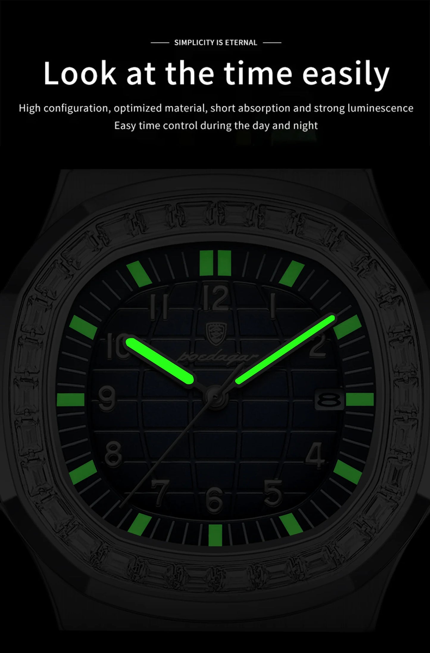 SteelSquare: Luminous Waterproof Men’s Watch