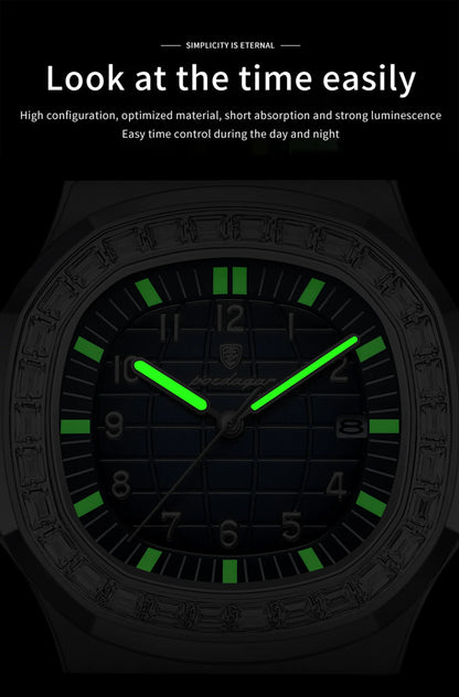 SteelSquare: Luminous Waterproof Men’s Watch