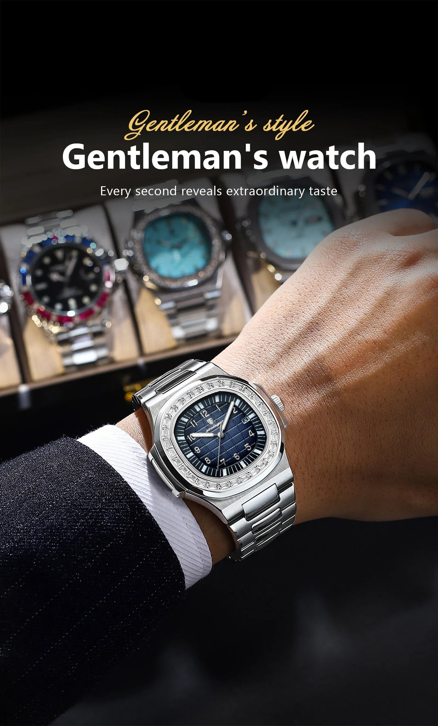 SteelSquare: Luminous Waterproof Men’s Watch