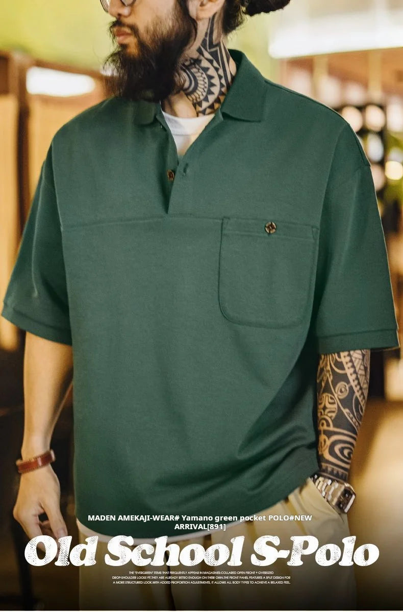 Men's Vintage Green Polo Shirt – Structured Style with Casual Ease