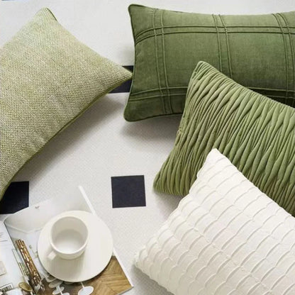 Verdant Line: Light Luxury Geometric Pillow Cover
