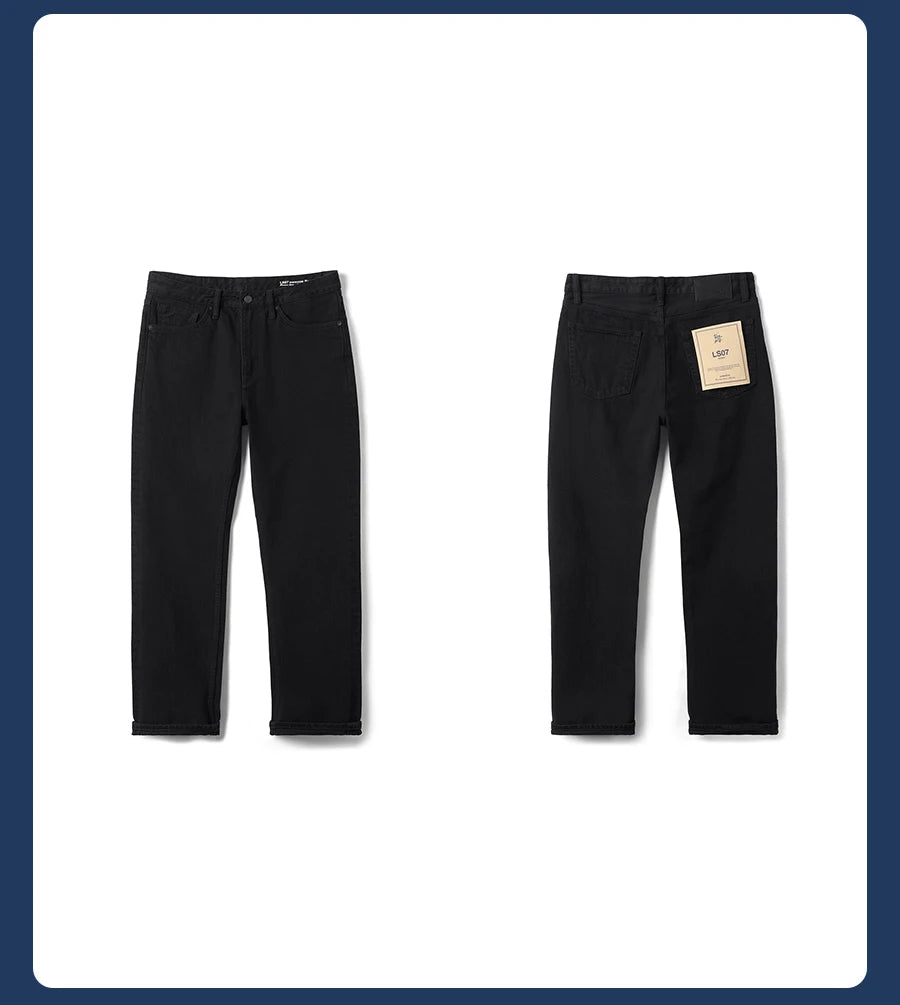 Men's Washed Vintage Straight Jeans – 13.8oz Softened Denim, Four-Season Fit