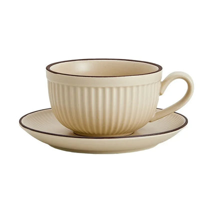European Retro Ceramic Mug with Saucer