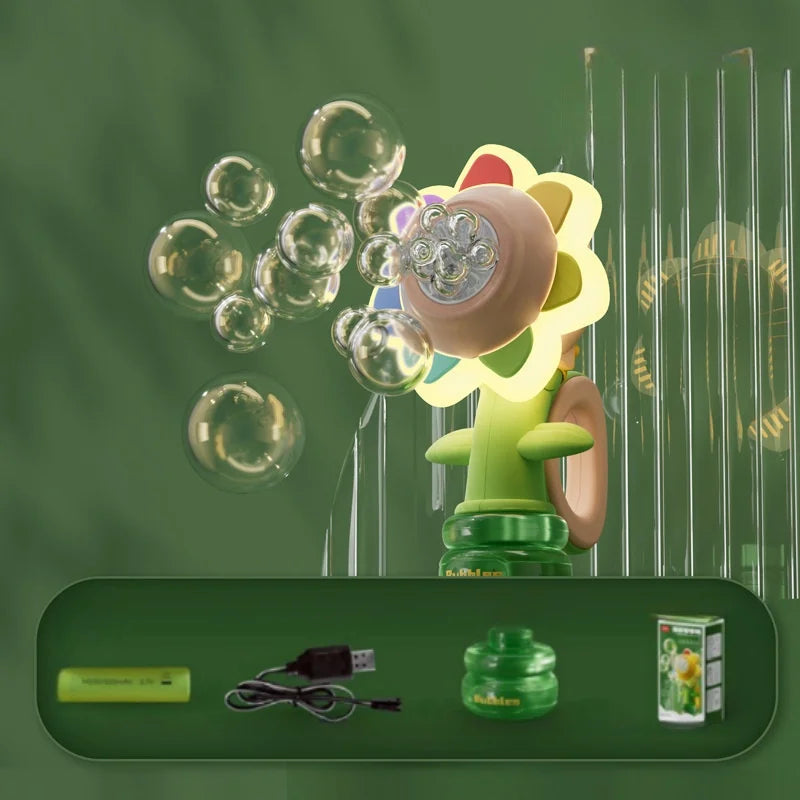 BloomGlow Bubbles: Automatic Sunflower Bubble Machine (Ages 3+)