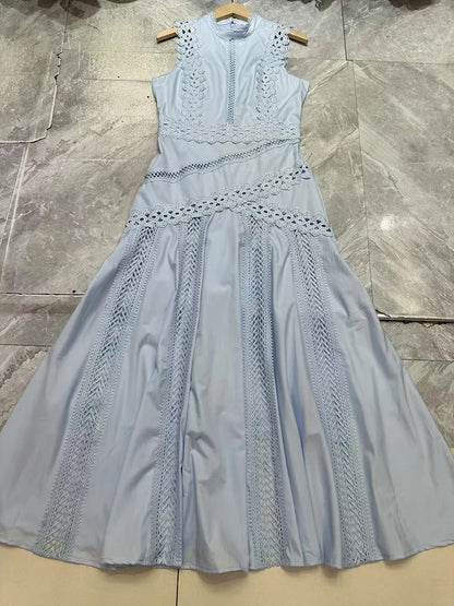 Women's Embroidered A-Line Dress – Elegant Sleeveless Statement Style