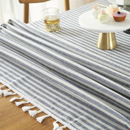 Elegant Cotton Linen Tablecloth with Tassels