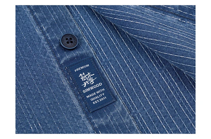 Men's Oversized Washed Indigo Cotton Shirt – Casual Cool With a Vintage Edge