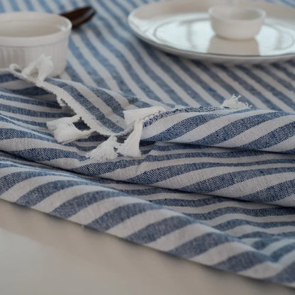Elegant Cotton Linen Tablecloth with Tassels