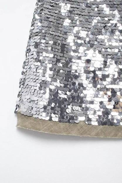 Women's Glitter Sequin Open Vest – Tailored Sparkle for Autumn Nights