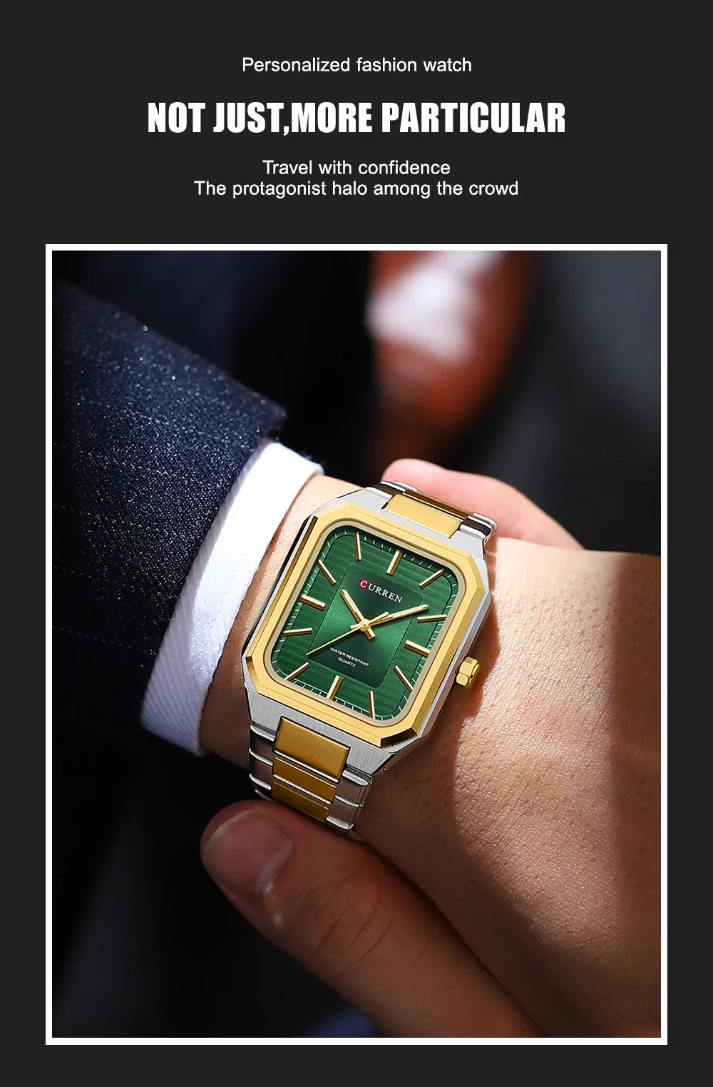 Edge Time: Rectangular Stainless Steel Business Watch for Men