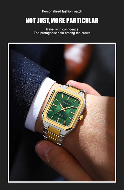 Edge Time: Rectangular Stainless Steel Business Watch for Men