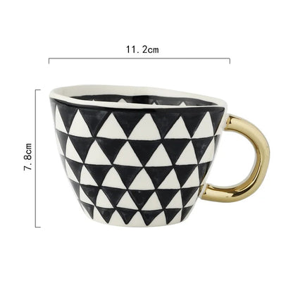 Golden Form: Geometric Hand-Painted Mug