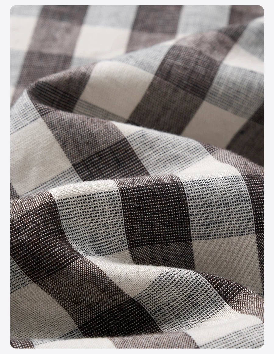 Men's Oversized Plaid Linen-Cotton Shirt – Lightweight Comfort With Classic Style