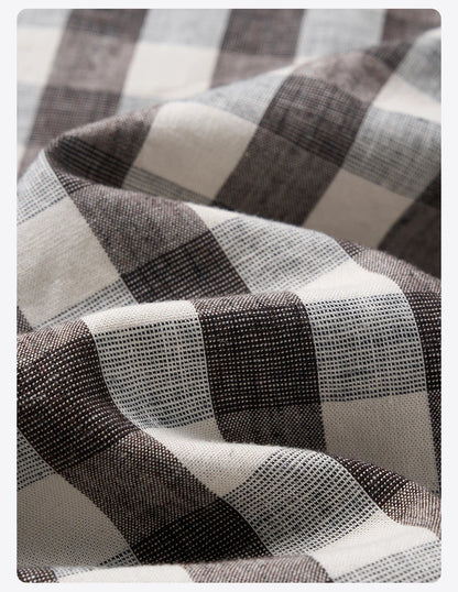 Men's Oversized Plaid Linen-Cotton Shirt – Lightweight Comfort With Classic Style