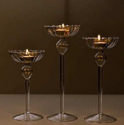 European high foot striped candlestick home decoration decoration wedding articles Romantic candlelight dinner candlestick props