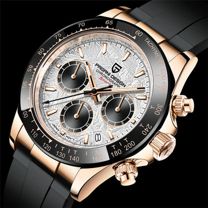 Sapphire Chrono: 40mm Stainless Steel Quartz Sports Watch