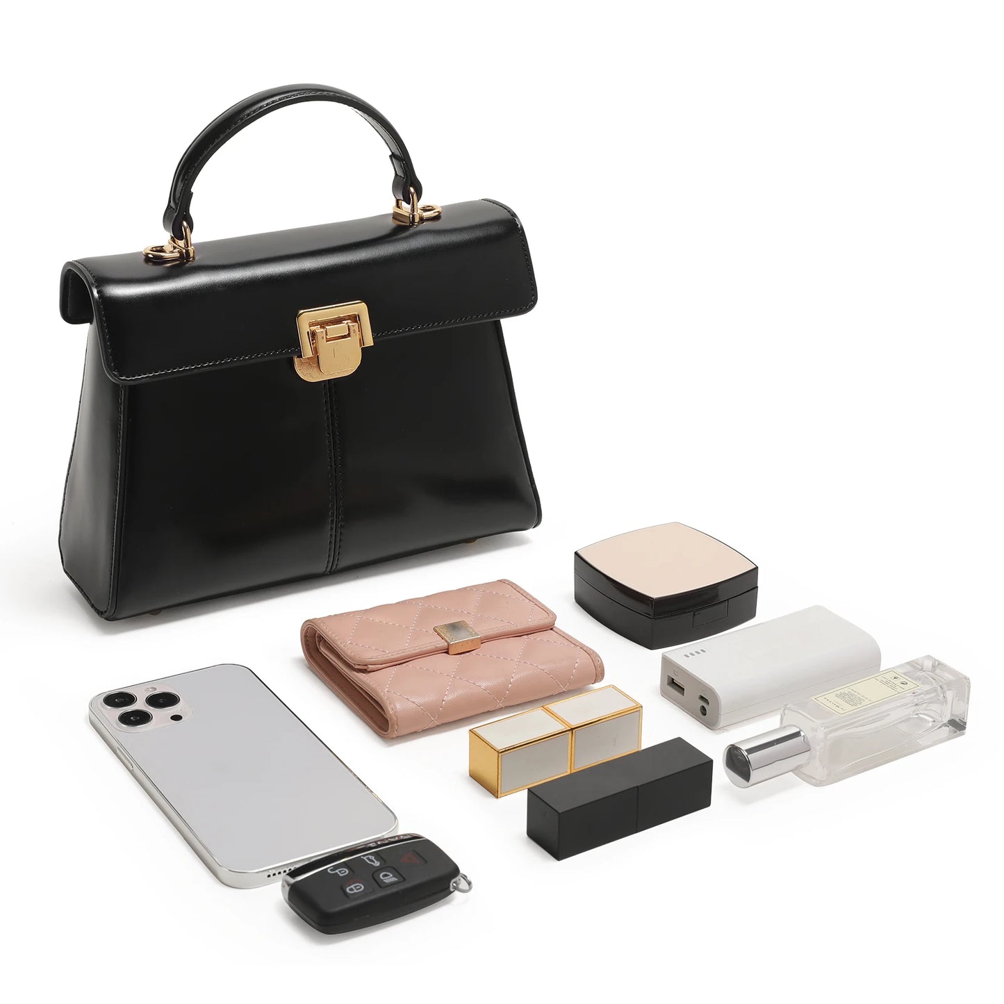 Velvet Frame: Luxury Genuine Leather Crossbody Bag with Scarf Accent